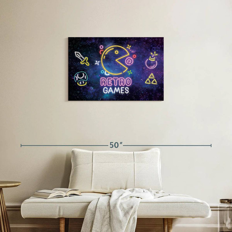 Keiraleigh Neon Retro Jeux, H 20 po x l 30 po