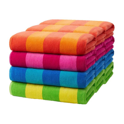Stokely Two-Tone Velour Beach Towels, 100% Cotton, Pool Towels 30"x60"