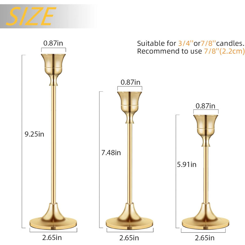 Vintage Brass Candlestick Holders Set - Sturdy Taper Candle Holders For Fireplace, Dining Table, And Home Decor - Elegant Gold Candelabra For Weddings And Special Occasions