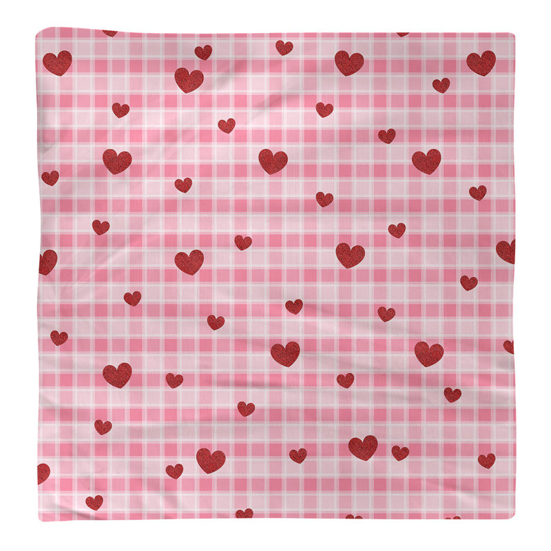 Serviette écossaise fête de la saint-valentin, 22 po x 22 po, Rose / Rouge, Polyester