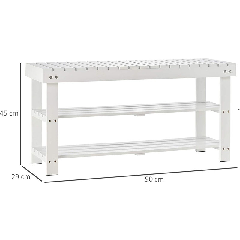 Tacoma 8 Pair Shoe Storage Bench, White