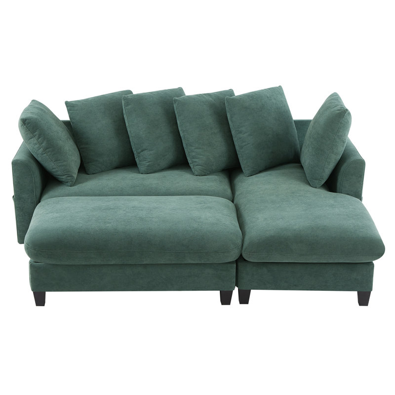 83" Sectional Sofa L-Shaped Sofa Upholstered Sectional Sofa With Ample Storage Space, Green Chenille