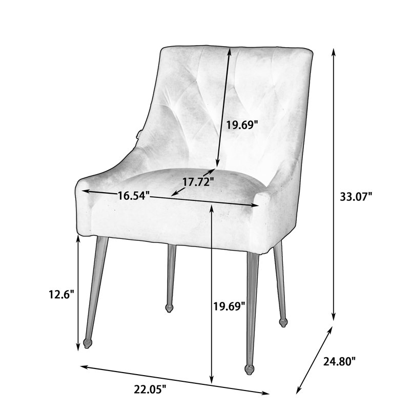 Chaise rembourrée en velours Sandstrom, Beige