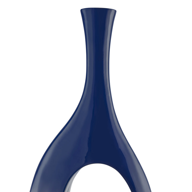 Vase de plancher en résine Hajari, H 34 po x l 13 po x P 5 po, Bleu marine