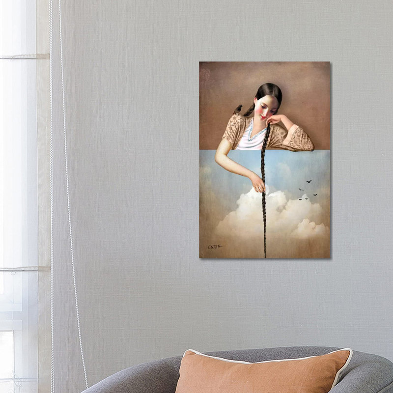 «Touch the Sky» par Catrin Welz-Stein - impression d'art graphique, H 26 po x l 18 po x 1,5 po, Toile tendue, Pas de tapis