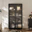 Bibliothèque 75 "H avec portes coulissantes en verre trempé, projecteurs à DEL et tablettes en verre