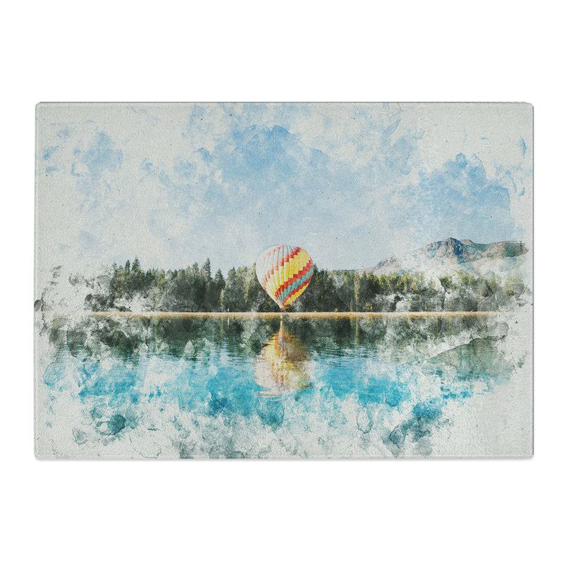Hot Air Balloon Vol.1 Watercolour Chopping Board, 0.4cm H x 20cm W x 28.5cm L