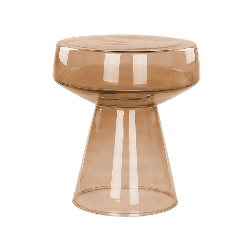 Moneer Glass Top Pedestal Side Table Set, Golden Brown