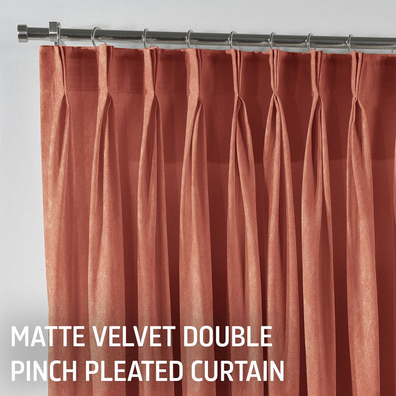 Room Darkening Single Curtain Panel, Salmon Orange, 130 W x 145 D cm