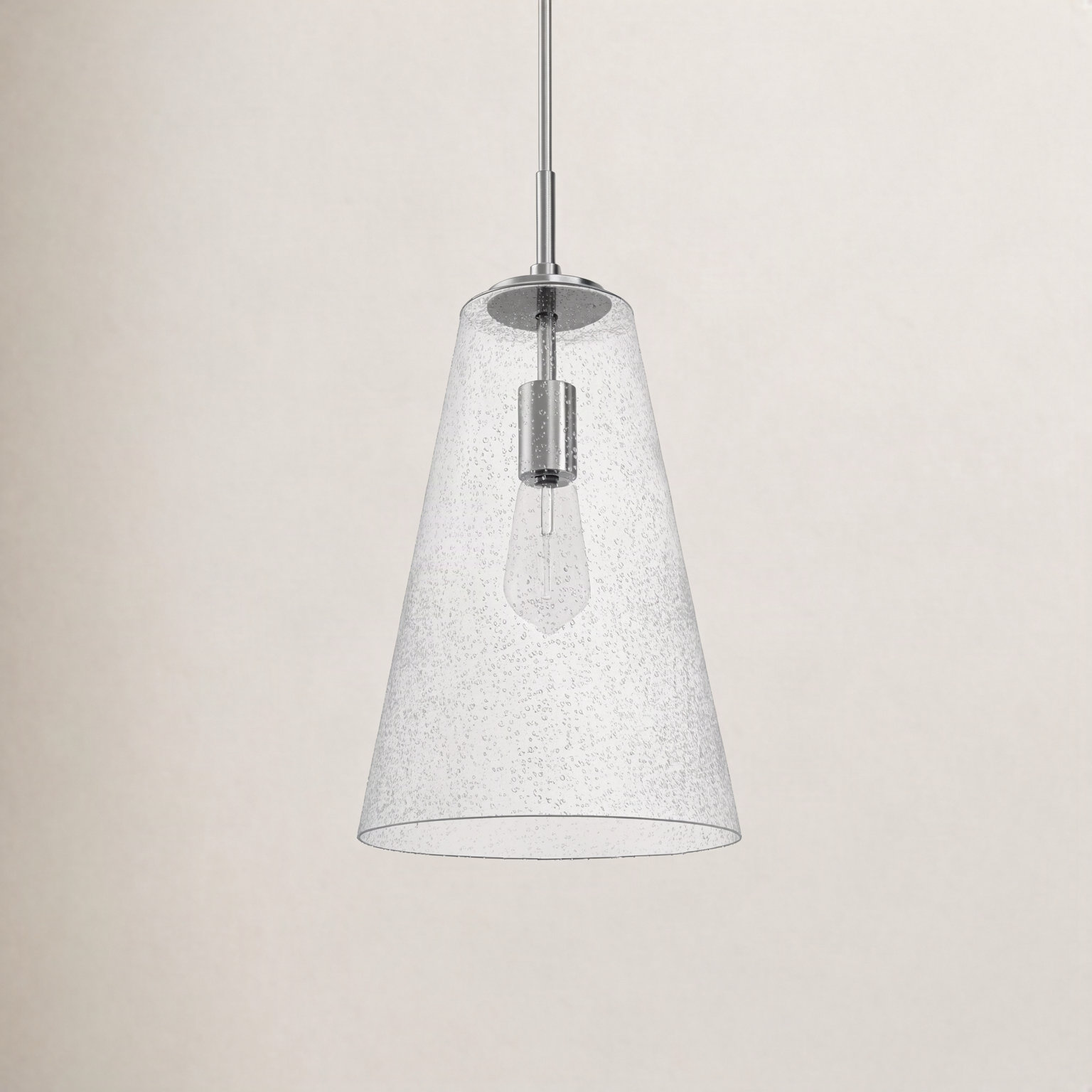 Evanne Single Light Glass Dimmable Pendant, Polished Nickel