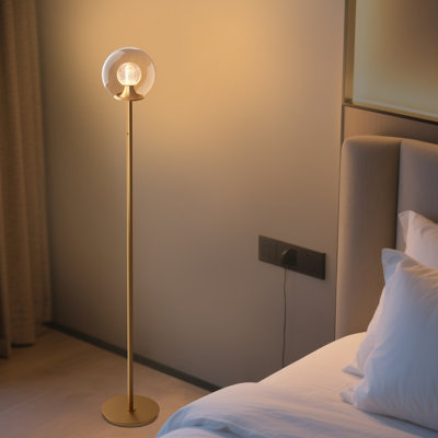 CORE 50.4"H Gold LED Floor Lamp with Dual-Globe Glass Shade, 4-Stage Dimmable Touch Control & Memory Function for Bedroom, Living Room, Office