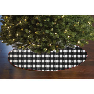 Poplin Tavern Gingham Checkered Floral Tree Skirt Christmas Decoration 58" Round Skirt