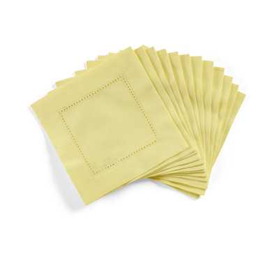 Cotton Linen Hemstitch Cocktail Napkins