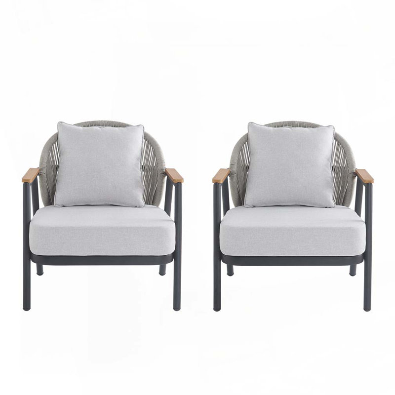 Fauteuil club d'extérieur en corde, Noir
