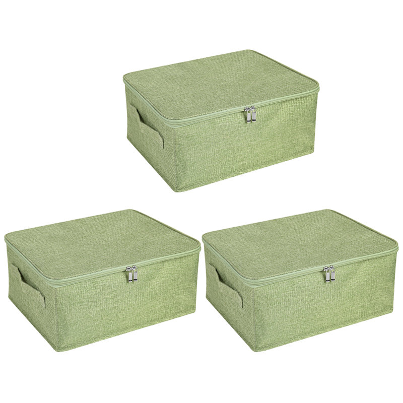 Grande boîte de rangement en tissu, H 10 po x l 18 po x P 14 po, Vert