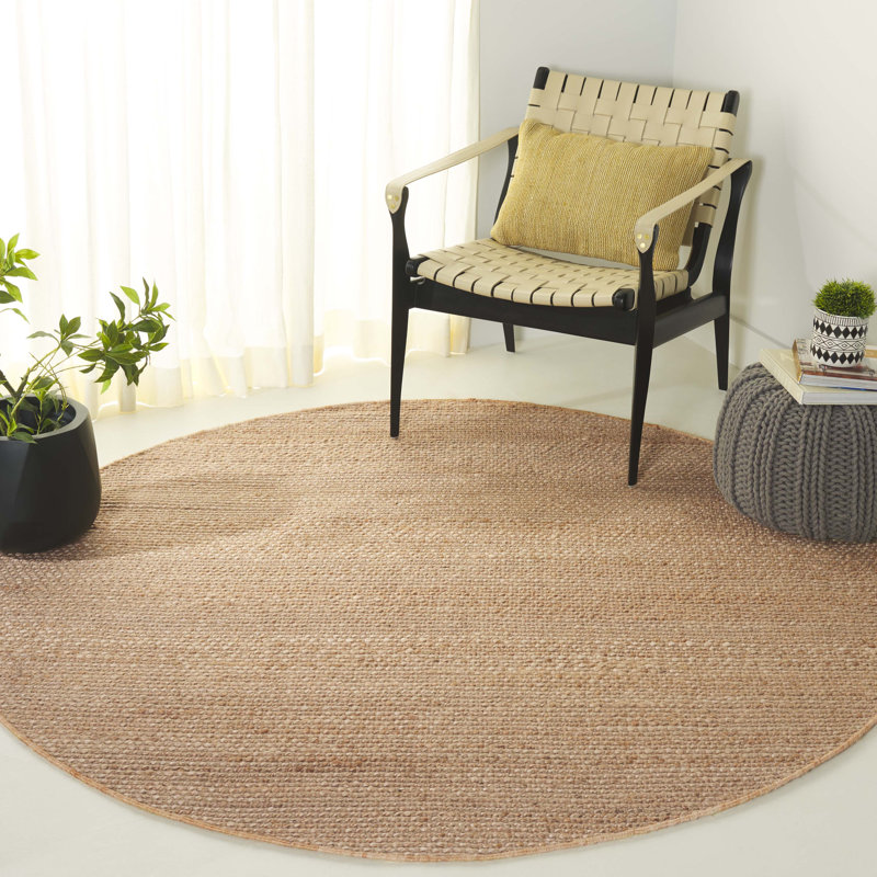 Natural Fiber Hand Woven Jute Pile Solid Color Rug, Round 6'
