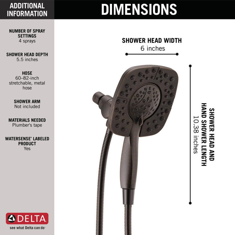 In2ition 4-Spray Dual Shower Head with Handheld Spray, Venetian Bronze
