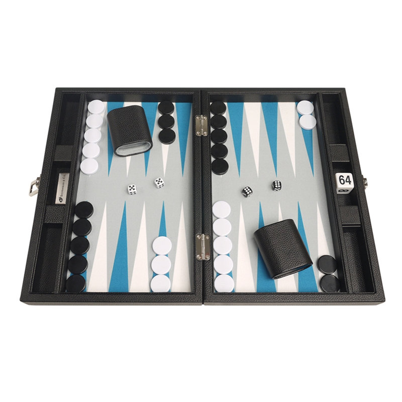 Silverman & Co. 2 Player Wool / Felt Backgammon, Black/Astral Blue