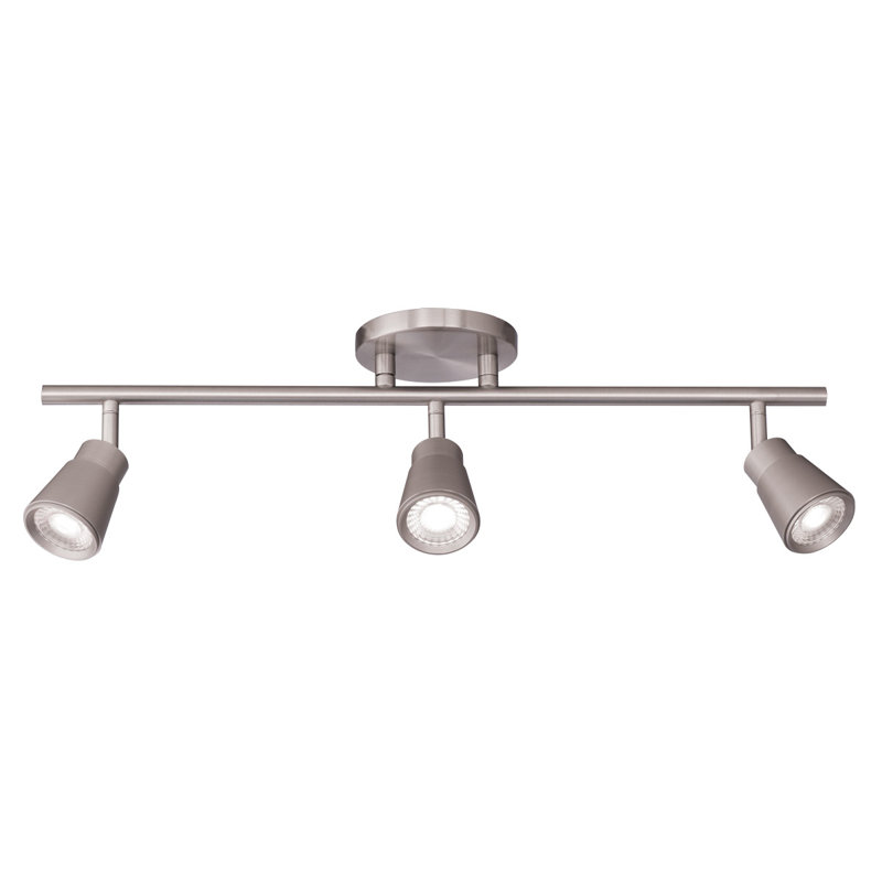 Brushed Nickel 3-Light LED Fixed Rail with Acrylic Diffuser