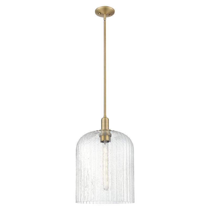 Downtown Urban - Voile de mariée - Mini-luminaire suspendu 1 tige, H 18 po x l 12 po x P 12 po, Grainé, Laiton brossé