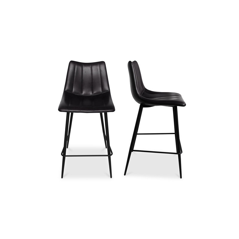 Tabouret de bar et de comptoir Finnigan, Tabouret de comptoir (siège d'une hauteur de 26 p, Noir / similicuir