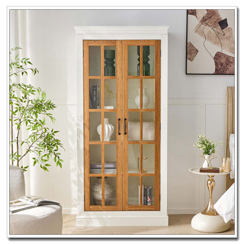 Display Cabinet with Glass Doors, Brown