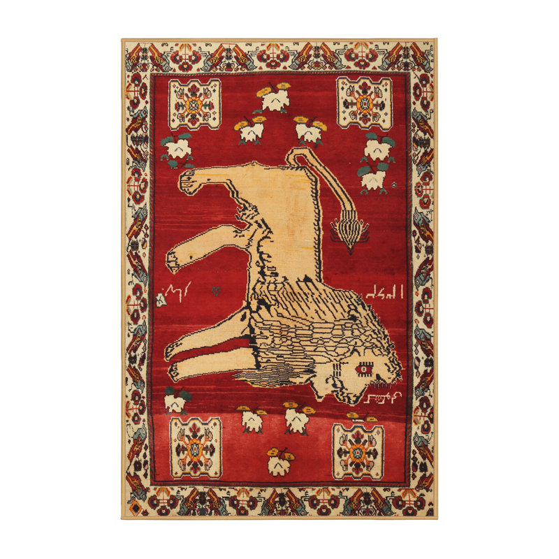 Tapis traditionnel orange / beige, Rectangulaire 8 pi x 12 pi