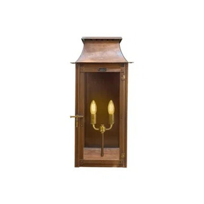 Colonial 16.5" Copper Flush Mount Lantern - Electric Indoor & Outdoor Light with Tempered Glass