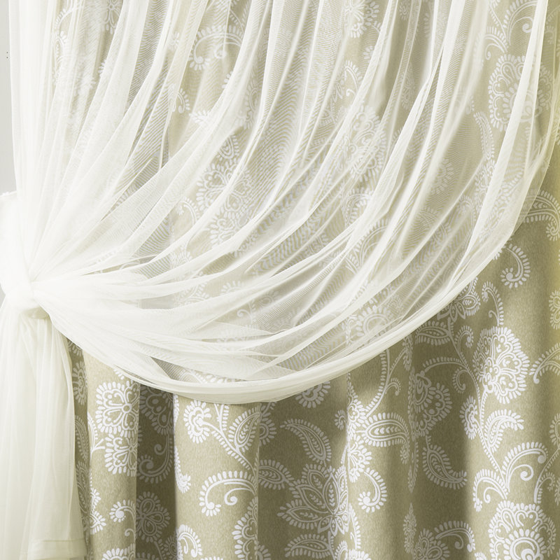 Paire de rideaux semi-transparents avec œillets Ghia, Beige