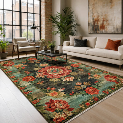 Oriental Cotton and Chenille Flatweave Area Rug