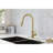 Gold Stainless Steel Kitchen Pull Down Faucet - 360 Rotatable High Spout, Simple Single Handle For Water Temperature And Flow Adjustment, Corrosion Rust-, 16.2 In. Deep, 10.17 Wide, 9.1 Tall, 4.15-490858836