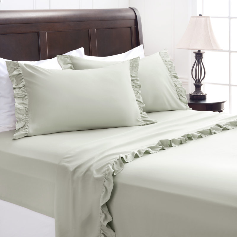 Annice Percale Sheet Set, Sage, Full Sheet Set with Fitted Sheet and 2 Pillowcases