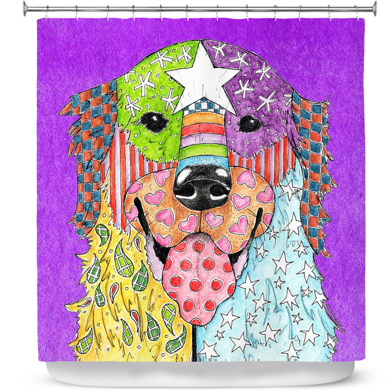 Rideau de douche simple golden retriever dog, Mauve