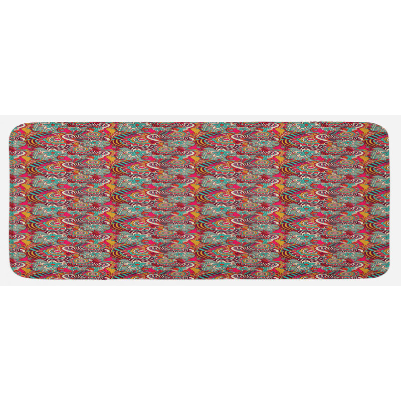 Traditional Floral Synthetic Kitchen Mat
