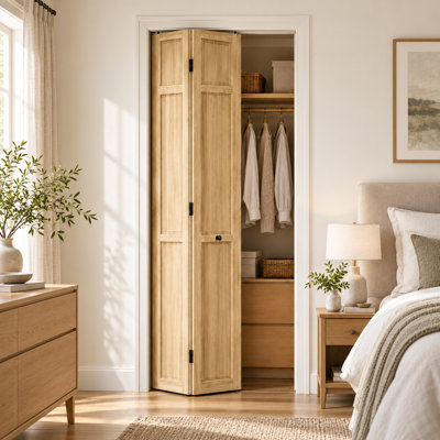 S&Z TOPHAND® Paneled Wood Unfinished Bi-Fold Doors, Closet Door, Pine Wood Interior Doors Slab, Barn Door With Hardware Kits & Handle