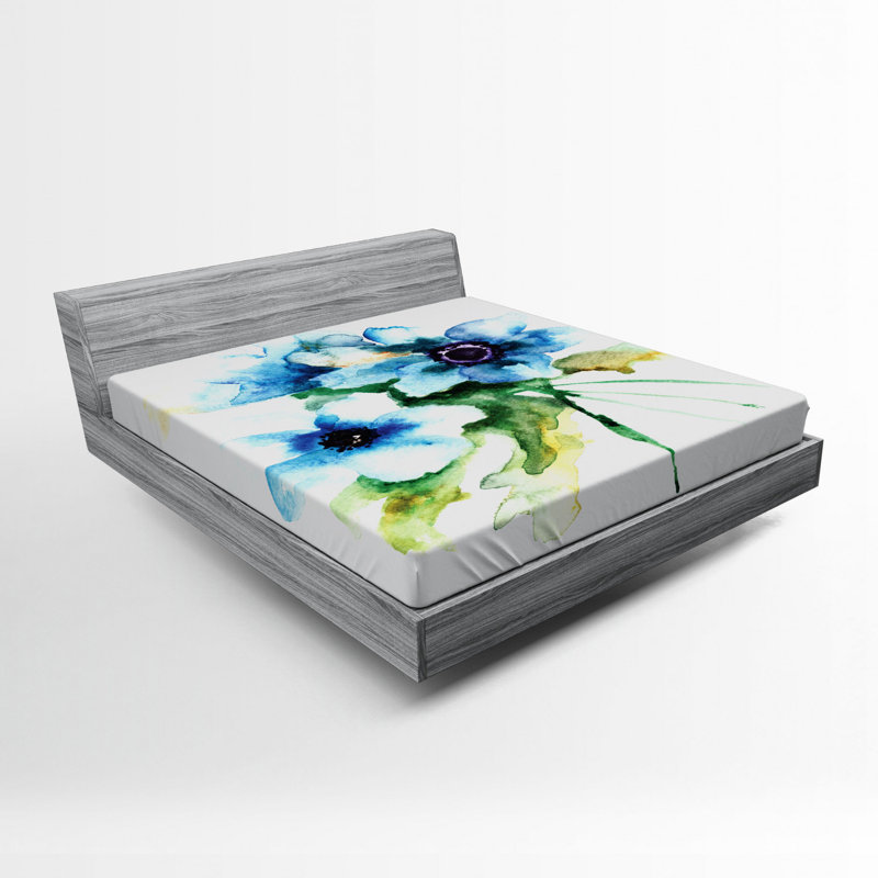 Microfiber Floral Fitted Sheet, Full Fitted Sheet