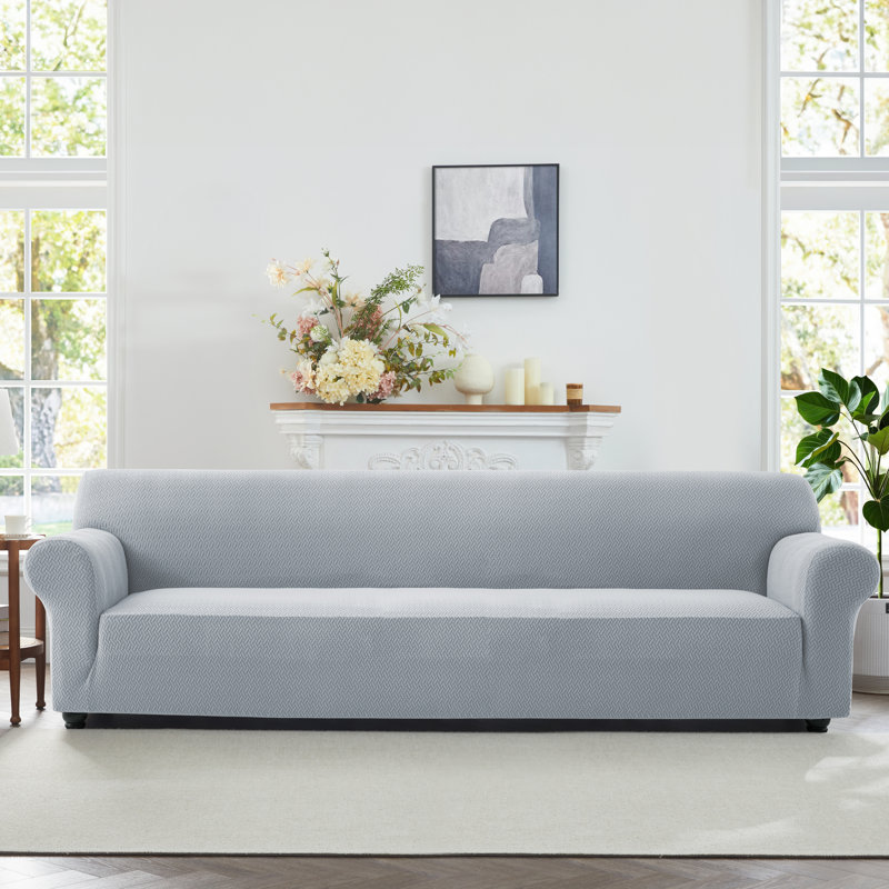 Luxury Stretchable Spandex Sofa Cover/Protector, 179 cm H x 320 cm W x 14 cm D, Silver
