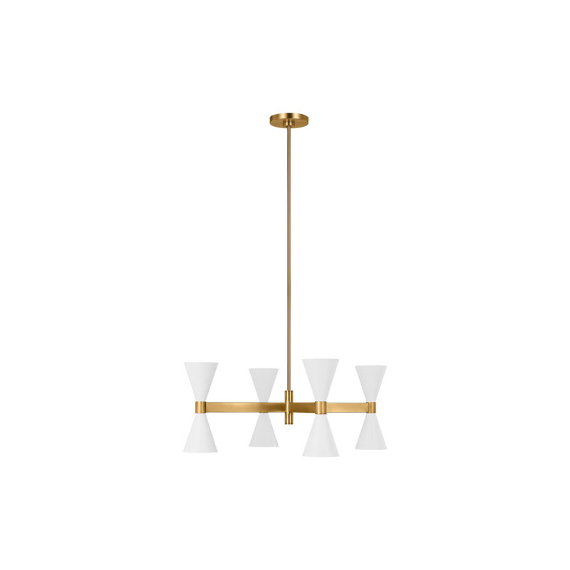 Lustre linéaire à 8 lumières Lancaster, H 13,13 po x l 24 po x P 42 po, Blanc