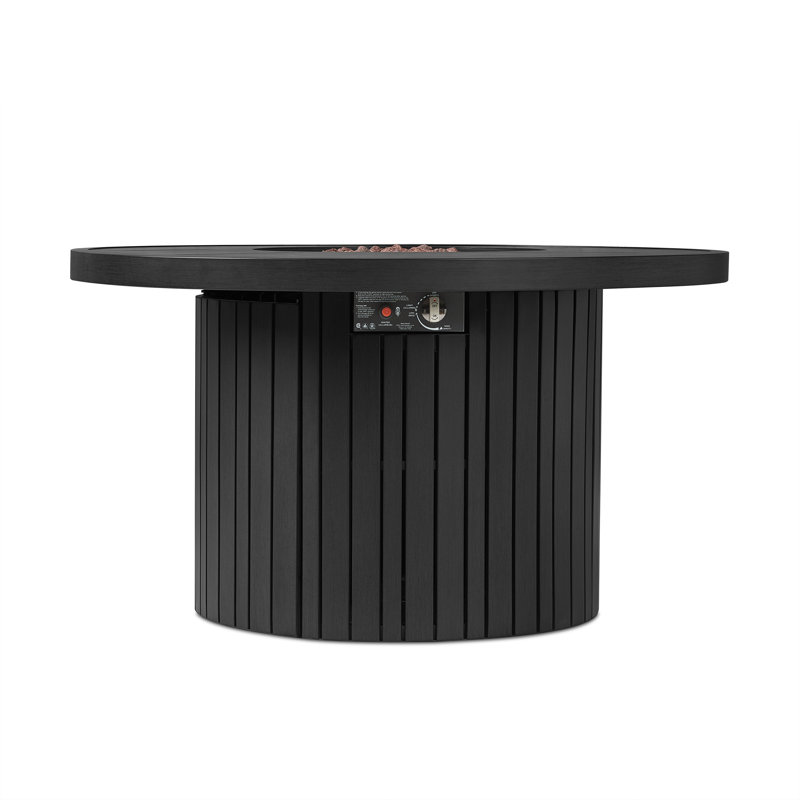 Table de foyer d'extérieur au propane en métal 44 po avec réservoir caché Real Flame Calvin, Corail noir, Round