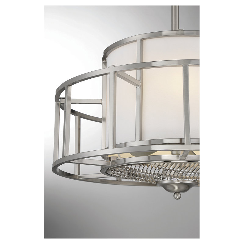 Corinne 26" 4-Light Fandelier in Satin Nickel with Remote Control, Satin Nickel