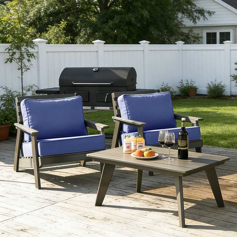 Outdoor Seat Cushion Set, 24 X 24 Inch Water-Resistant & Fade-Resistant Patio Furniture Cushions With Removable Cover, Deep Seat & Back Cushion With Zipper For Chair Couch Sectional Sofa，Bright Blue
