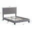 Neutral grey linen upholstered platform bed, full size for modern bedroom with button tufted headboard, no box spring needed