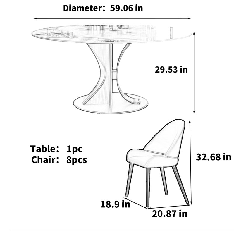 Table ronde ronde de style minimaliste avec lumière