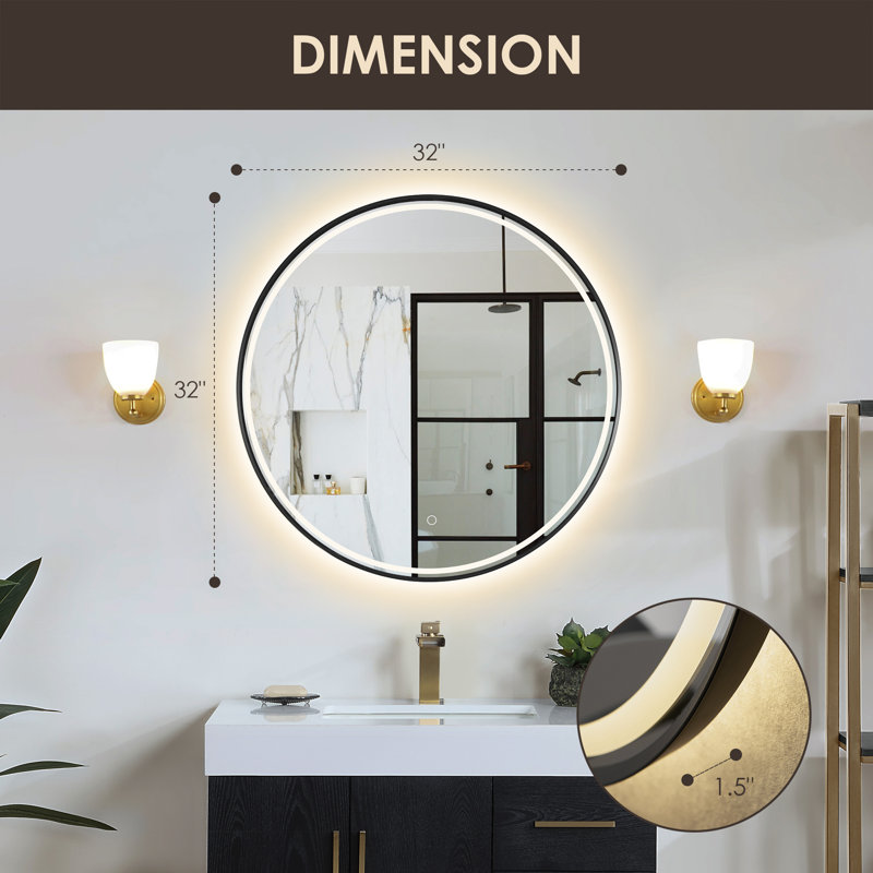Round Silver and Gold LED Bathroom Vanity Mirror