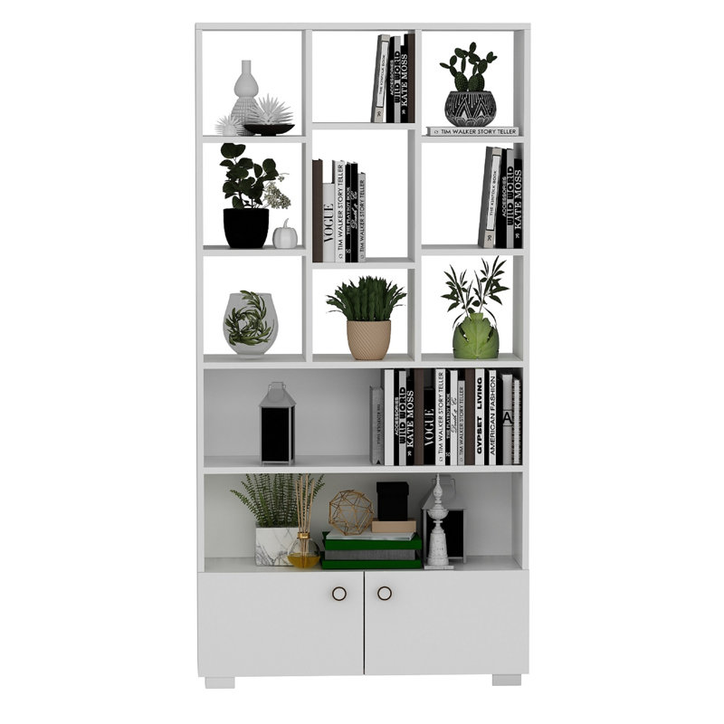 Stylish White Bookshelf, 100% Melamine Coated Particle Board, Thickness: 0.7 inches | Modern Design for Home or Office, Durable Storage Solution, Elegant and Functional