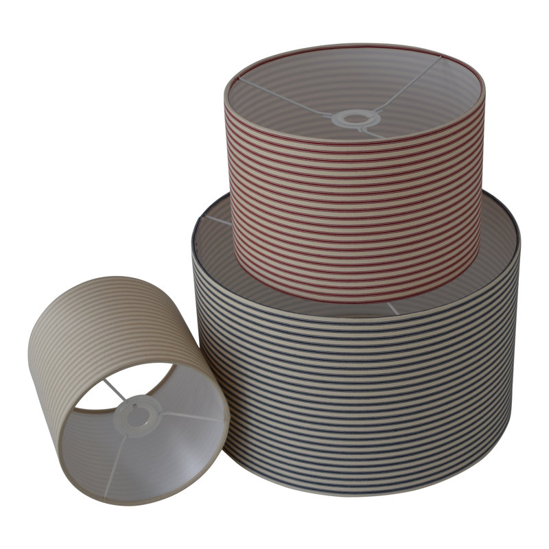 Lancashire Cotton Ticking Stripe Drum Lamp Shade ( Easy Fit ) , 20cm H x 30cm W x 30cm D, Cream