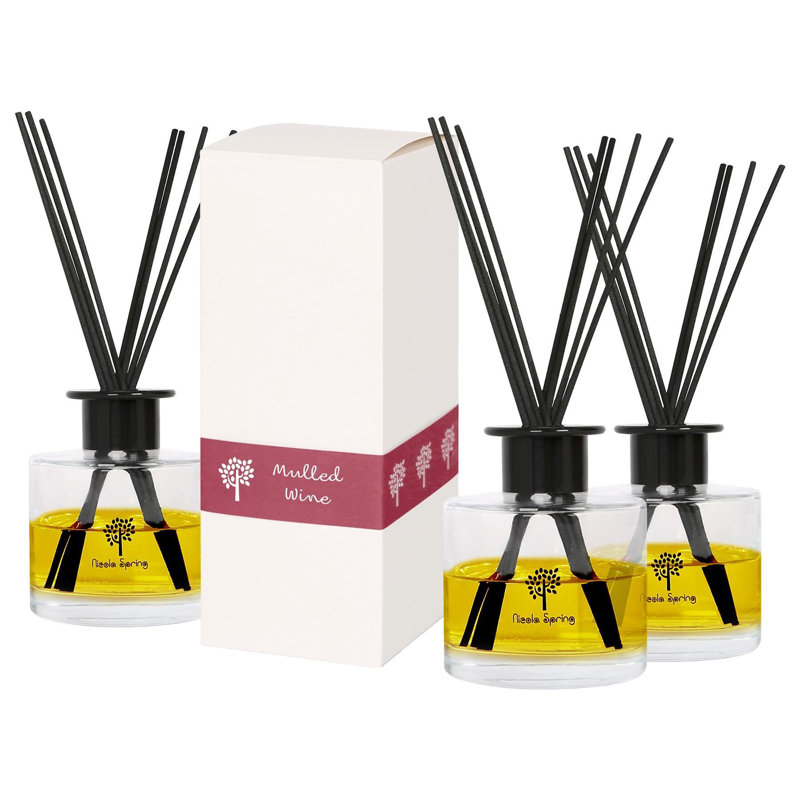 Nicola Spring Scented Glass Reed Diffusers - 200ml - Pack of 3, Yellow, Spice