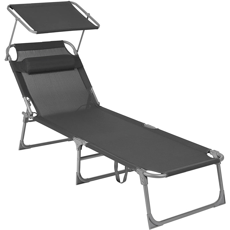 Adalen 193cm Long Reclining Single Sun Lounger, Grey