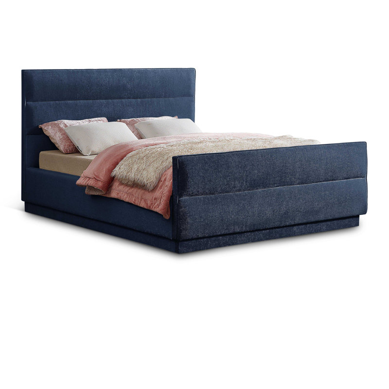 Lit tapissier standard capitonné Paxton, Très grand, Navy Chenille Fabric