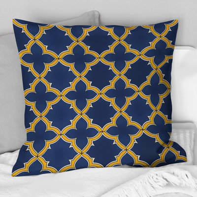 Coussin moderne bleu or et moderne quadrilobe III